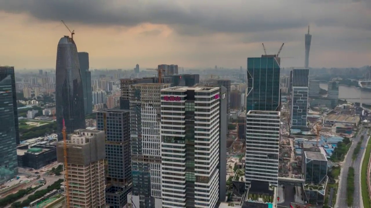 广州的新一代CBD，琶洲电商总部和珠江景色视频素材
