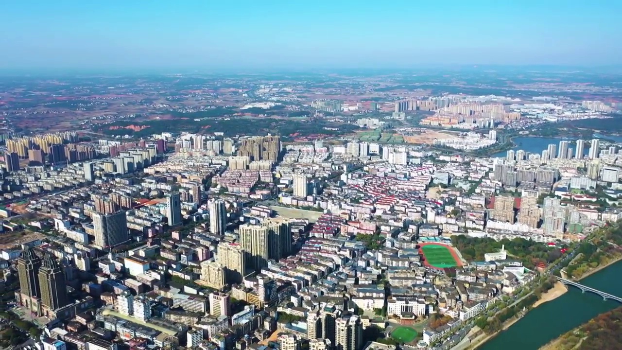 高空俯瞰江西省吉安市中心城区视频素材