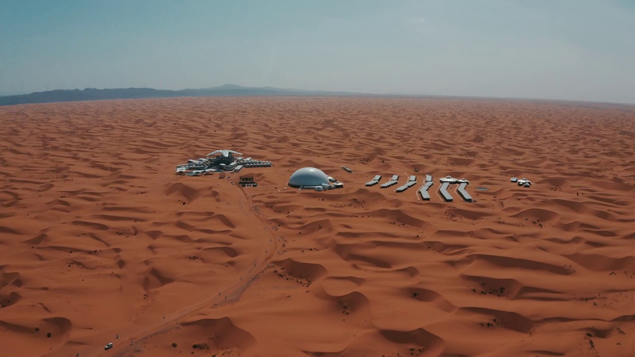沙漠航拍沙丘建筑视频素材