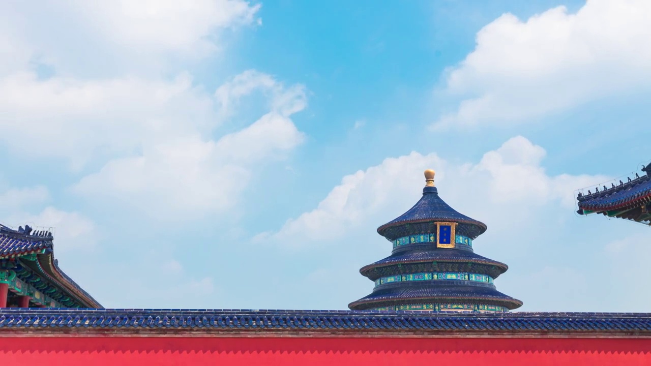 夏季中国北京天坛公园祈年殿延时摄影视频下载