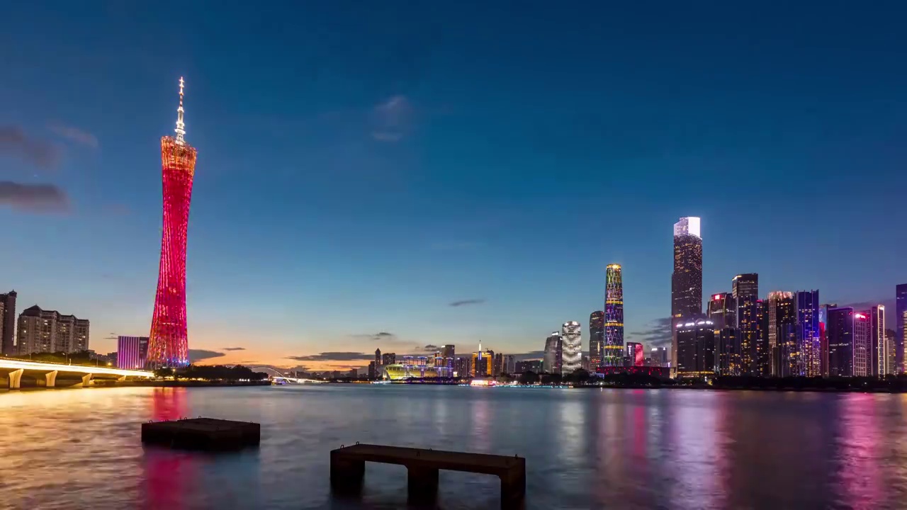 广东广州珠江日落时摄影视频素材