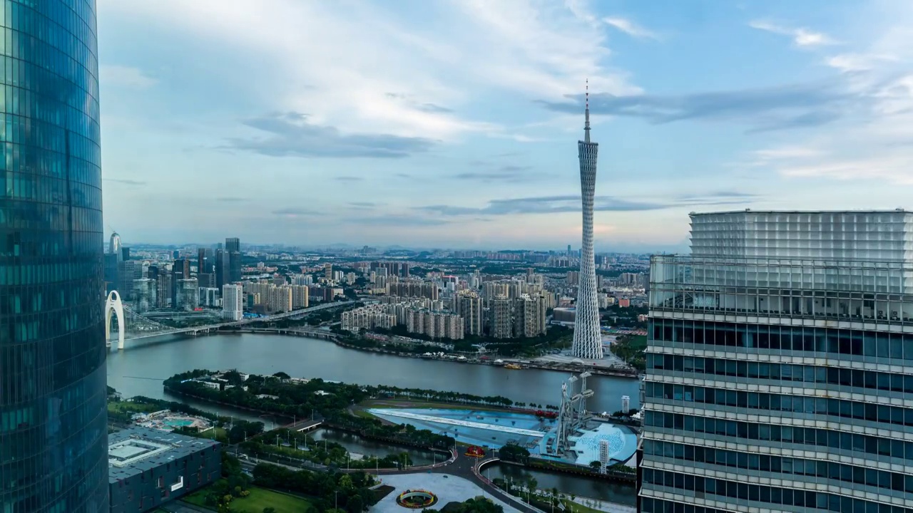广州塔-珠江新城商务区城市天际线视频素材
