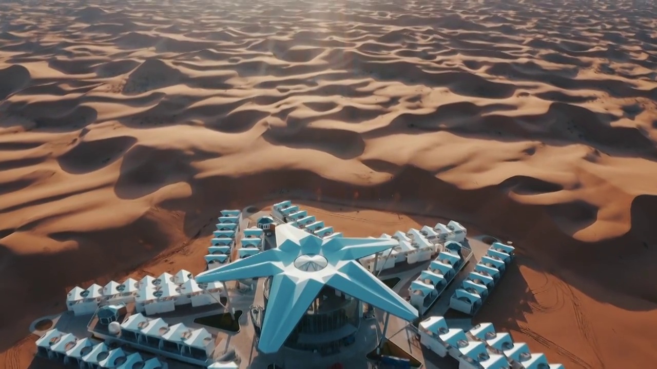 沙漠航拍建筑沙漠酒店视频素材
