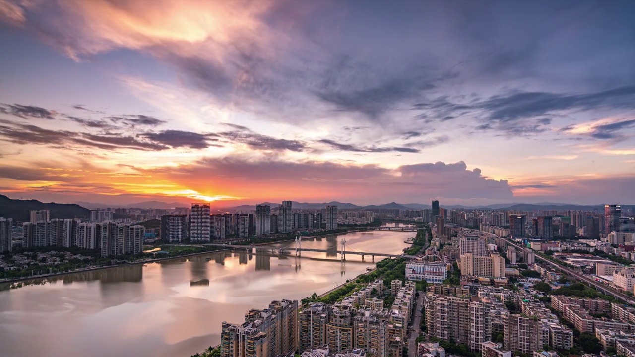 广东省珠海市白石桥城市风光日转夜延时视频素材