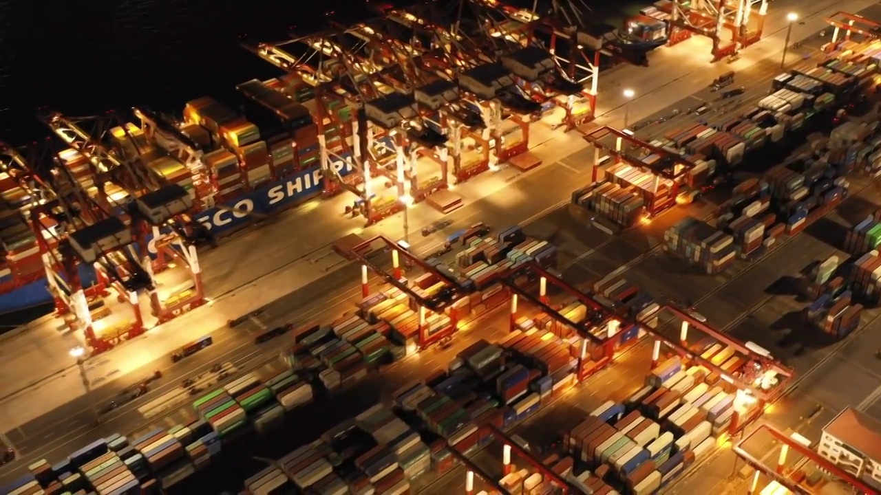 青岛商用码头夜景视频素材