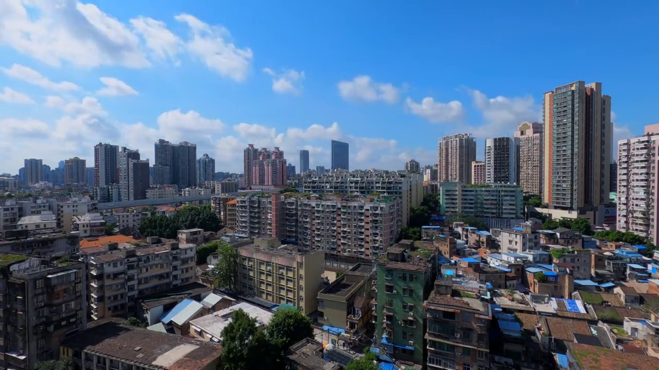 中国广州城市蓝天白云风光延时摄影视频素材