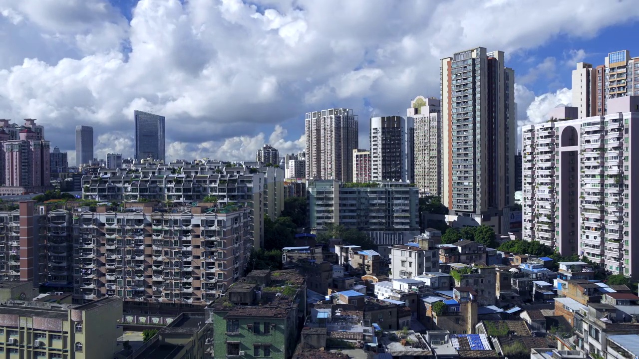 中国广州城市蓝天白云风光延时摄影视频素材