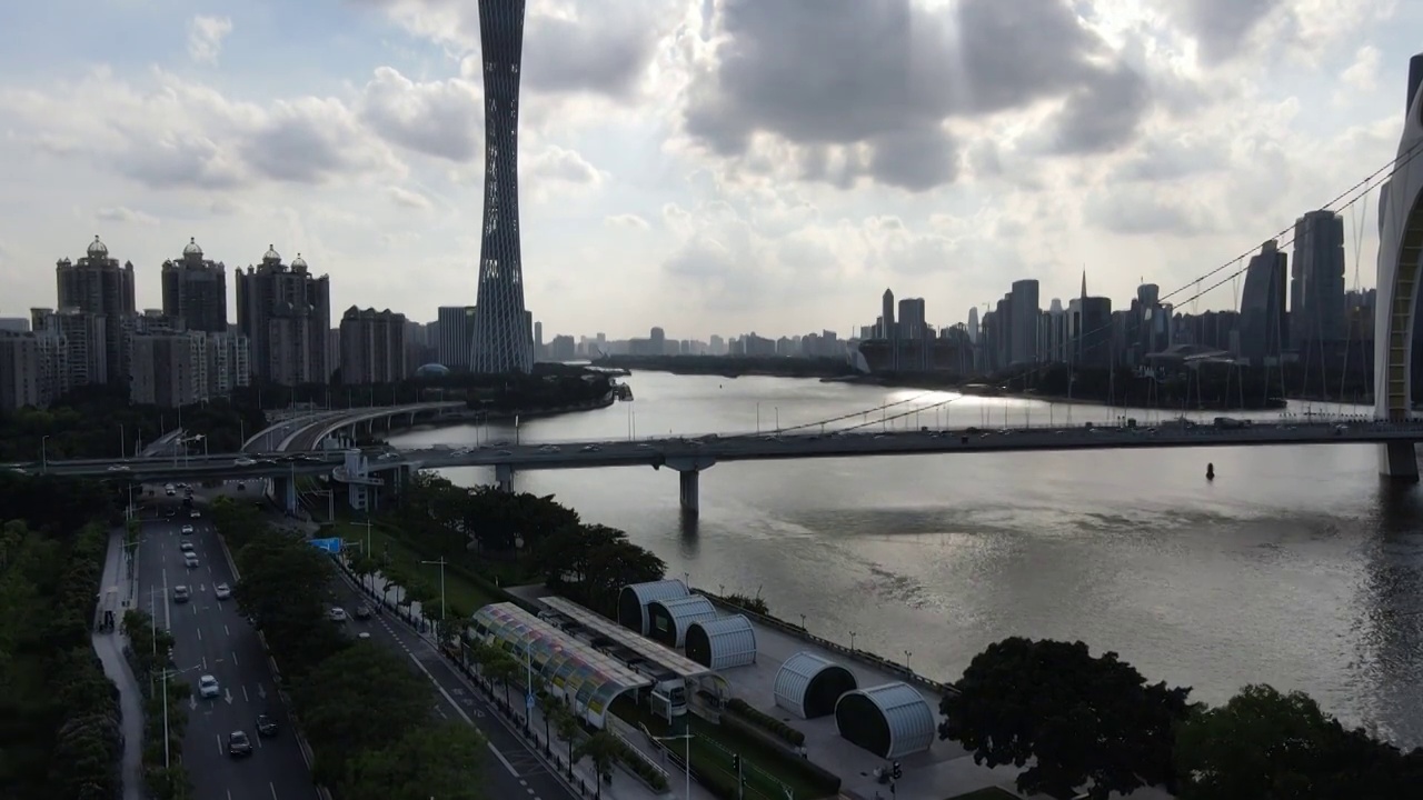 广州猎德大桥航拍视频下载