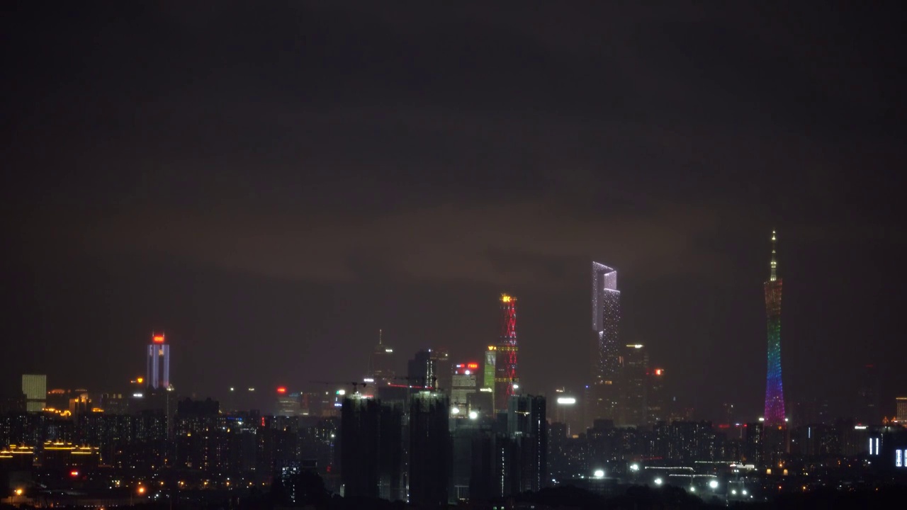 广州塔珠江新城天际线夜景视频素材