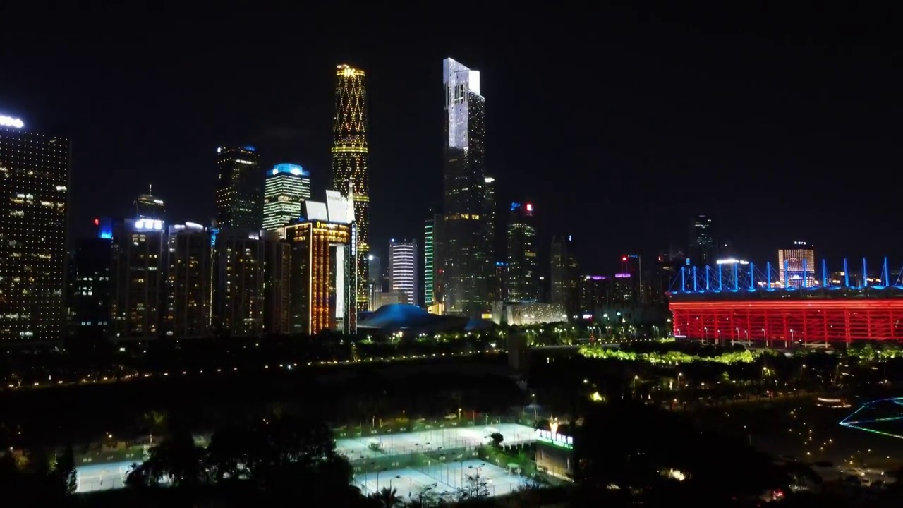 广州珠江新城夜景风光广州CBD视频下载