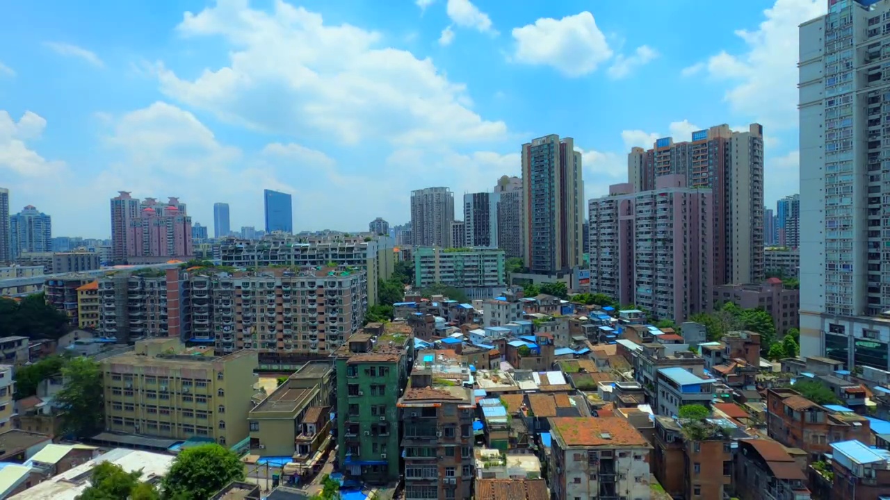 中国广州海珠区城市蓝天白云延时摄影视频素材