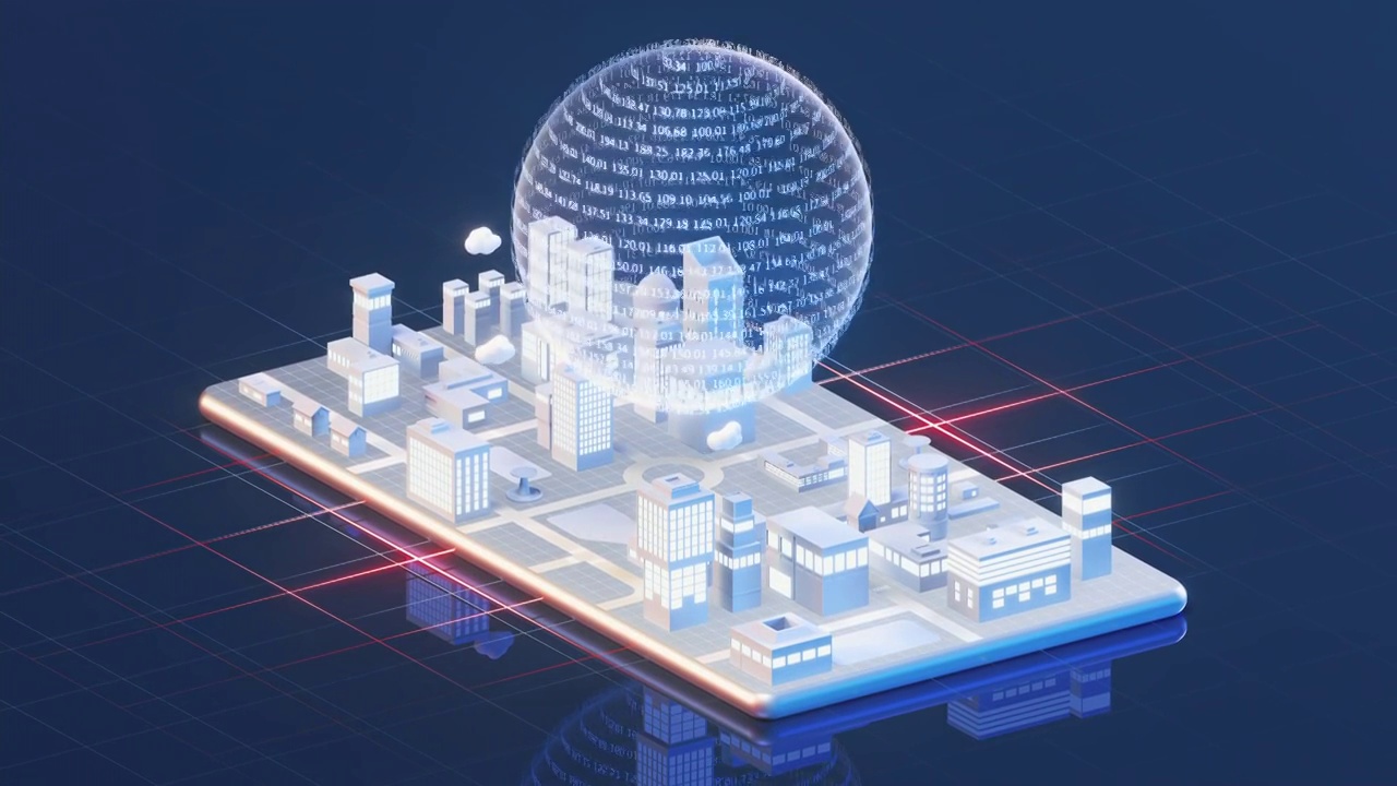 手机上的城市与大数据概念 3D渲染视频下载