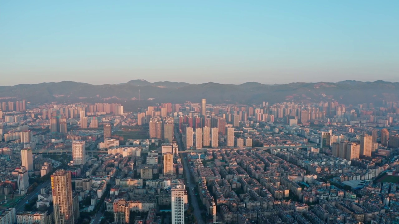 航拍城市日出视频素材