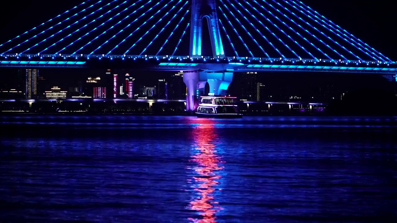 江水大桥夜景视频素材