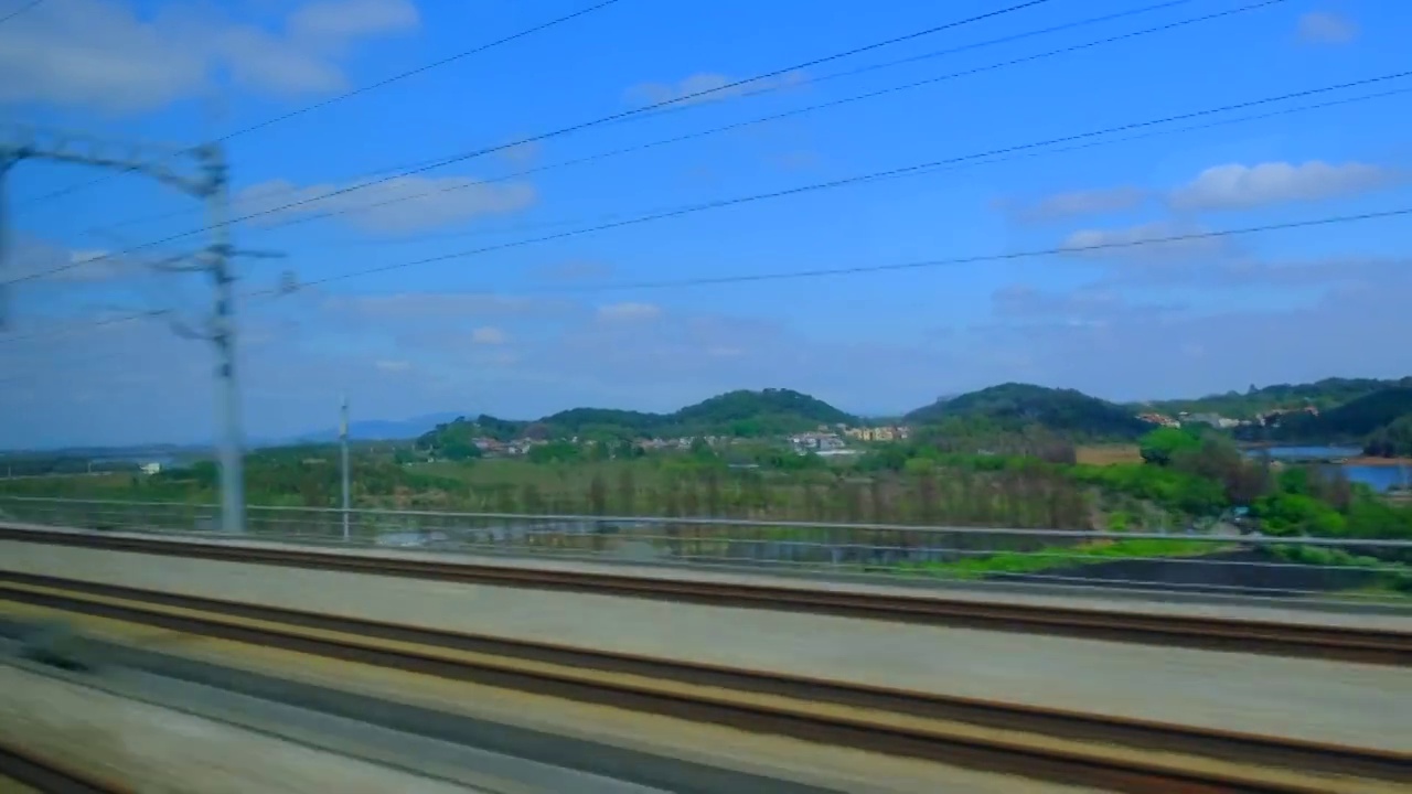 中国高铁动车窗外风光视频素材