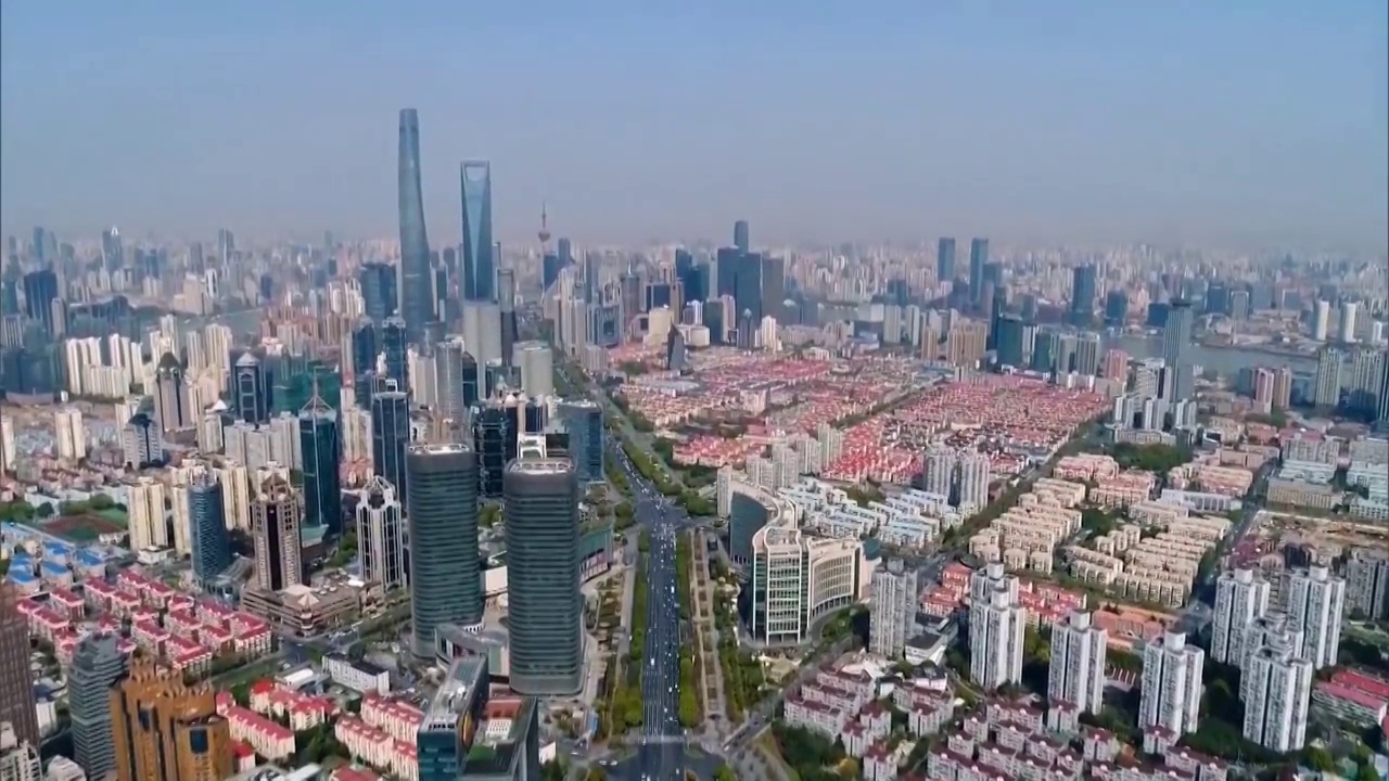 中国上海城市景观航拍视频素材