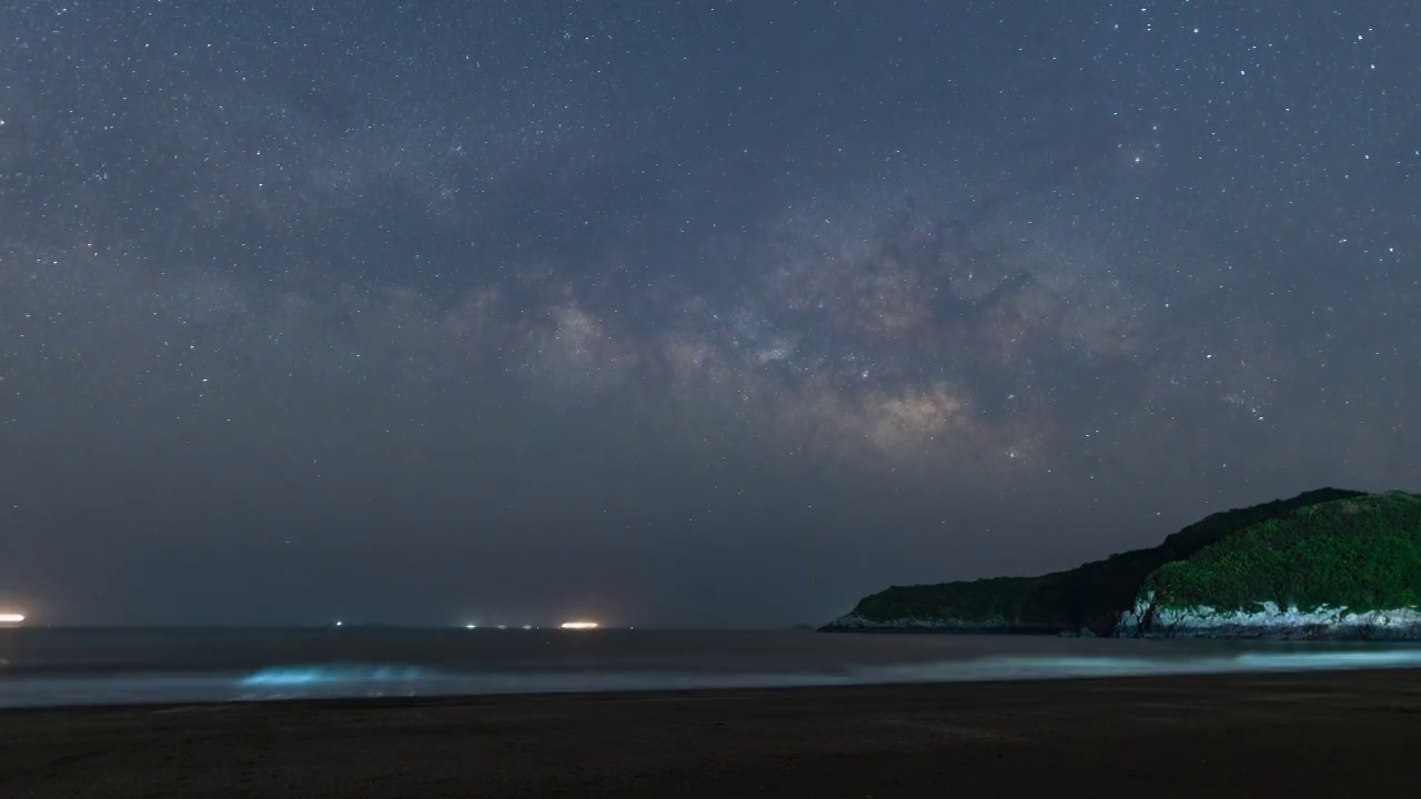 宁波象山鹤浦大沙沙滩银河升起视频素材