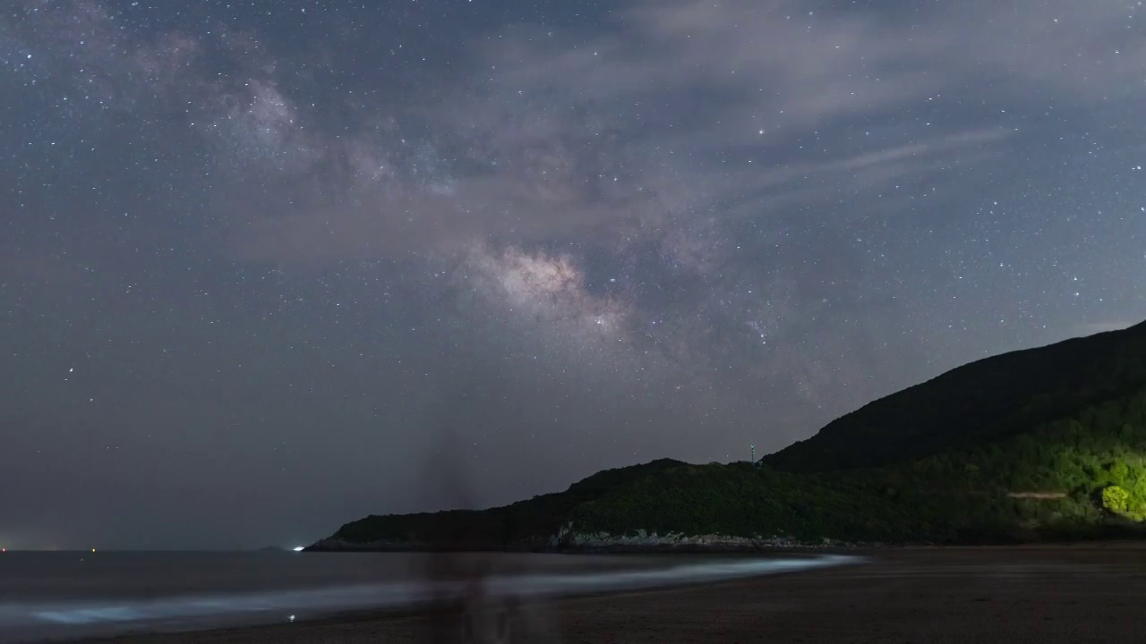 宁波象山鹤浦大沙沙滩银河升起视频素材