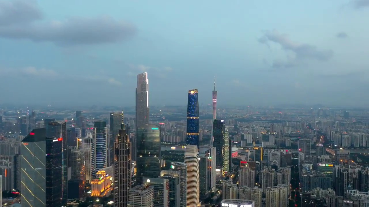 广州珠江新城夜景航拍延时视频素材