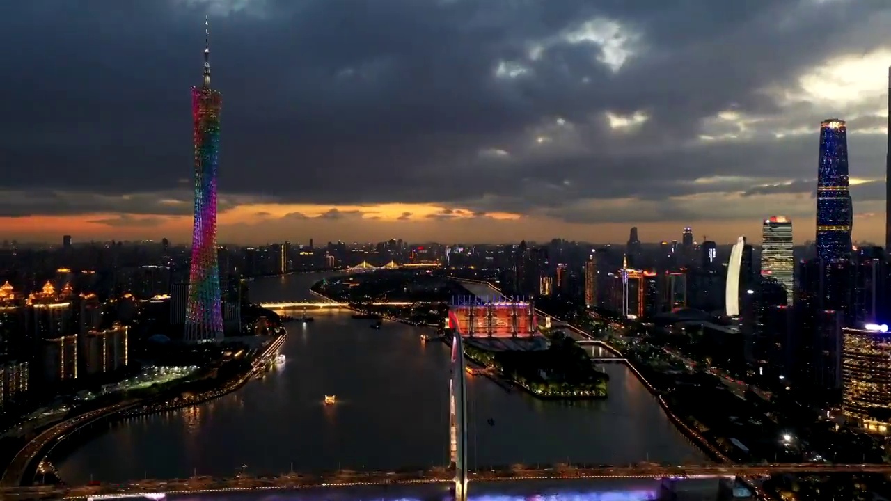 广州地标夜景延时视频素材