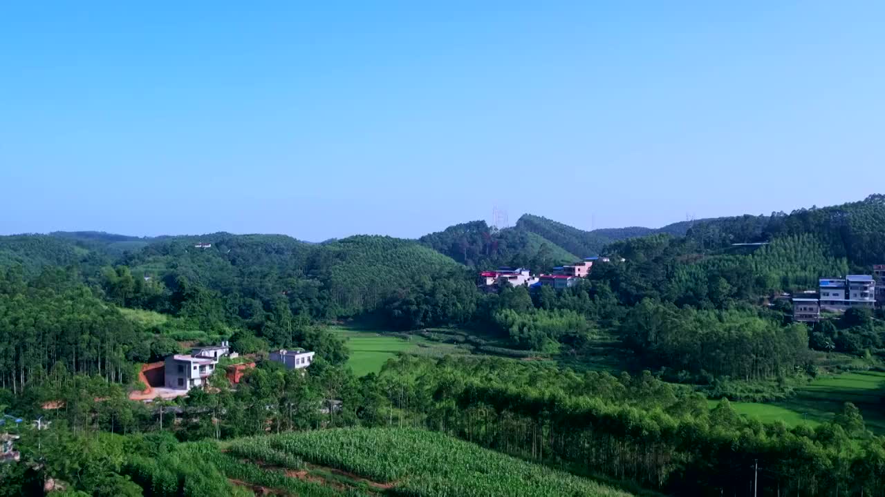 中国广西南宁郊野乡村青山全景风光视频素材