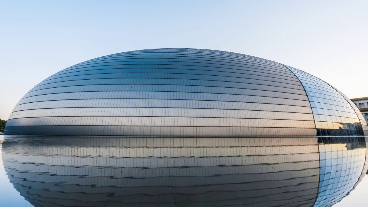中国北京国家大剧院日出延时摄影视频素材