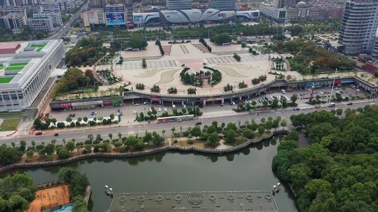 湖南省湘潭市东方红广场万达广场航拍视频素材