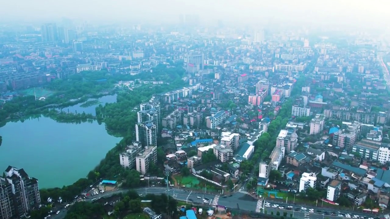 航拍湖南省湘潭市城市风光全景视频素材