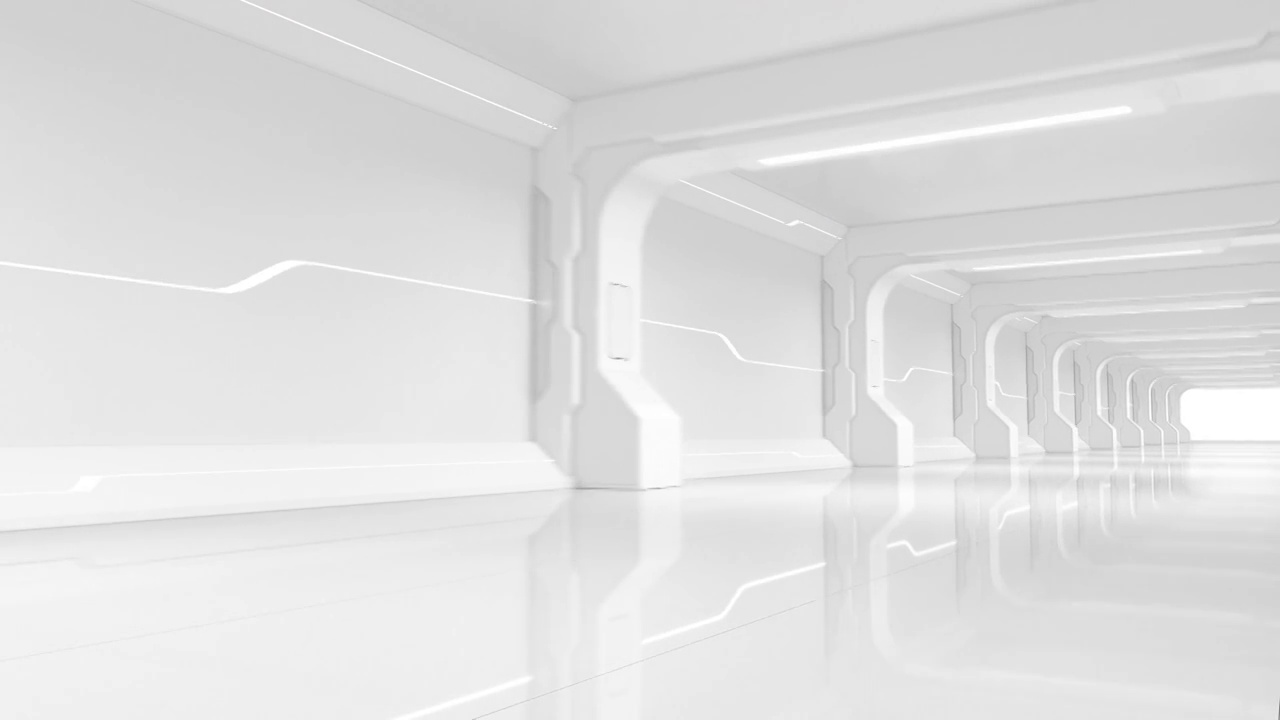穿梭在未来感室内空间 3D渲染视频素材