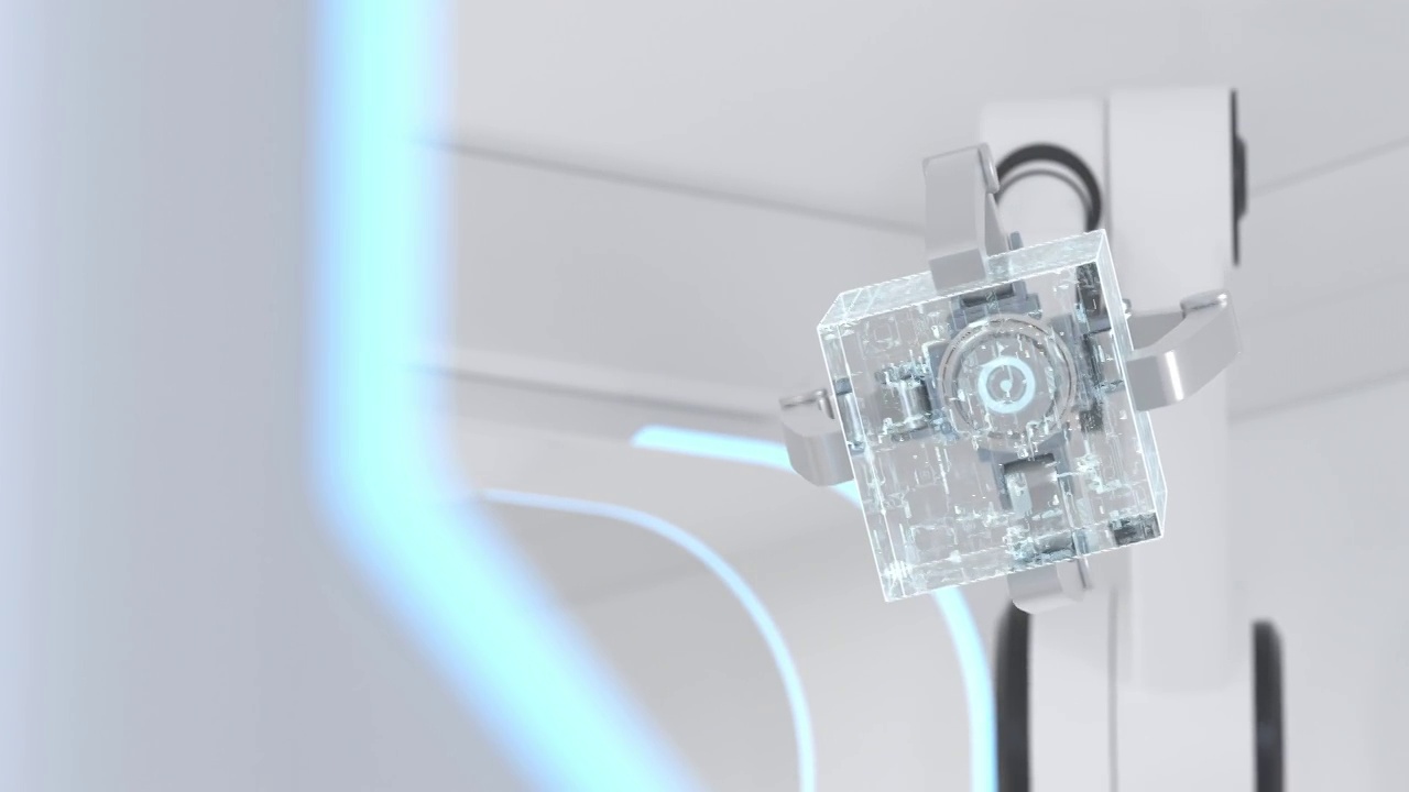 科技感机械臂和芯片 3D渲染视频素材