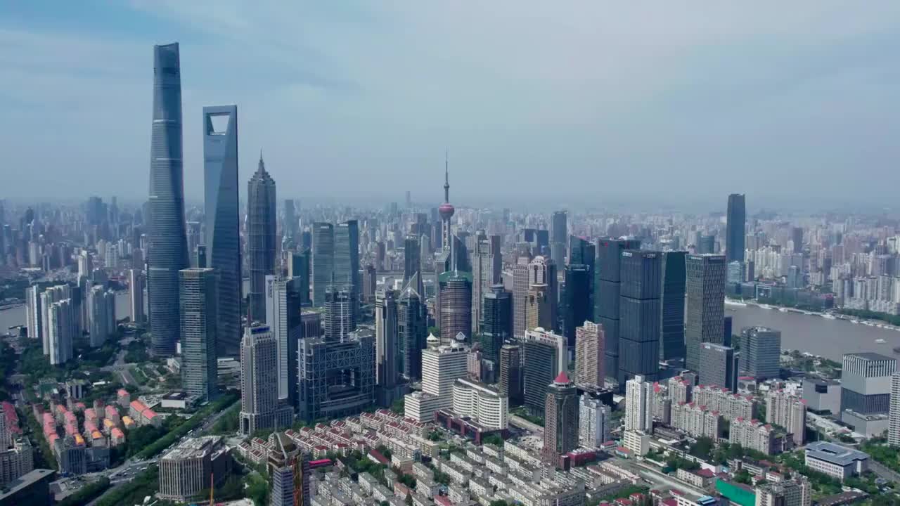 航拍中国上海陆家嘴四件套地标建筑视频素材