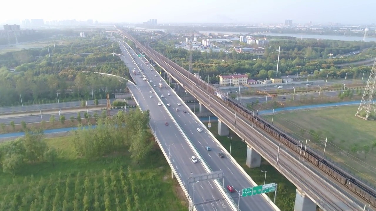 武汉高铁铁路航拍4K24p视频下载