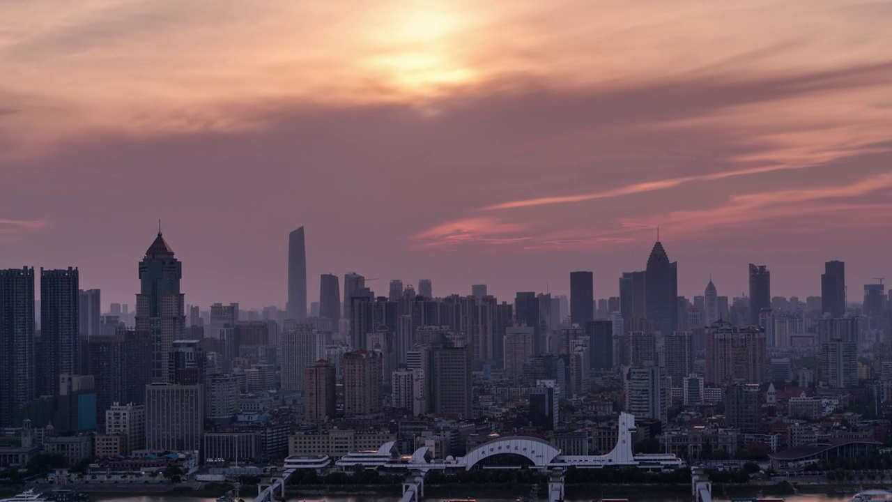 武汉城市日落延时视频素材