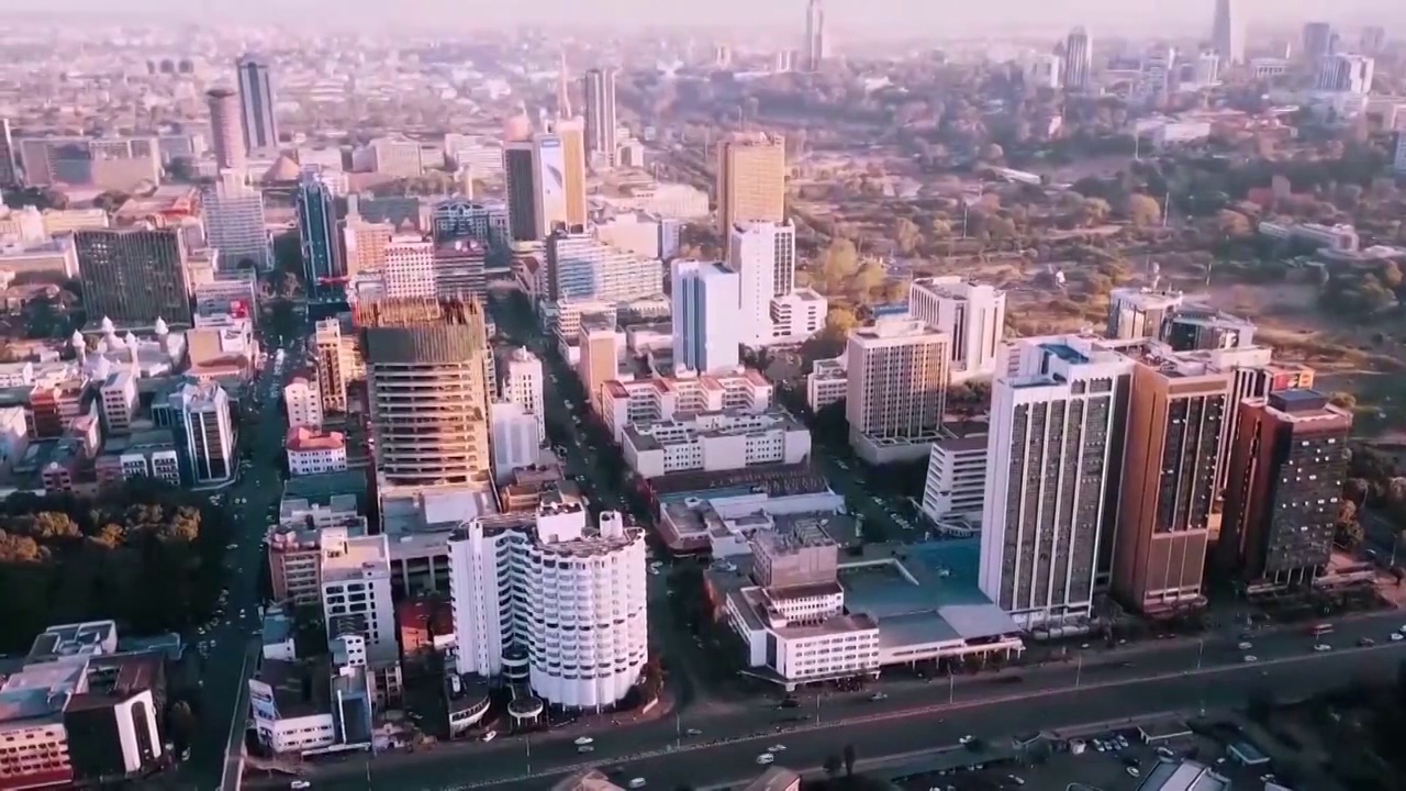 非洲肯尼亚内罗毕城市风广角航拍视频素材