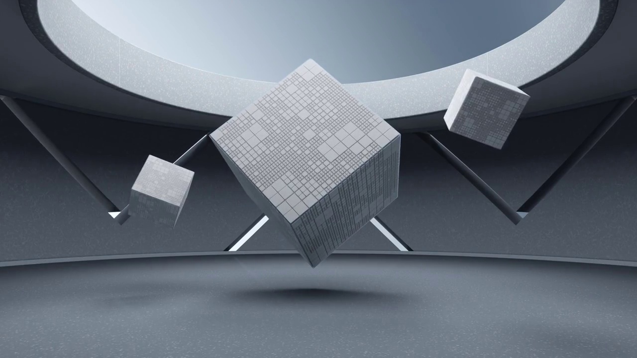 悬浮空中的方块材料 3D渲染视频下载