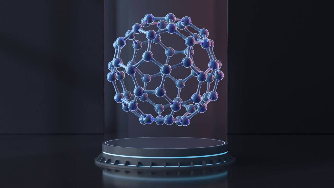 旋转的化学分子 3D渲染视频素材