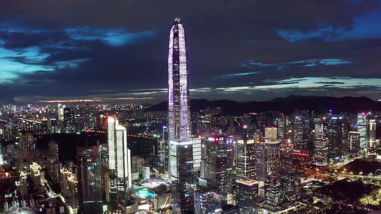 航拍深圳城市天际线夜景视频素材