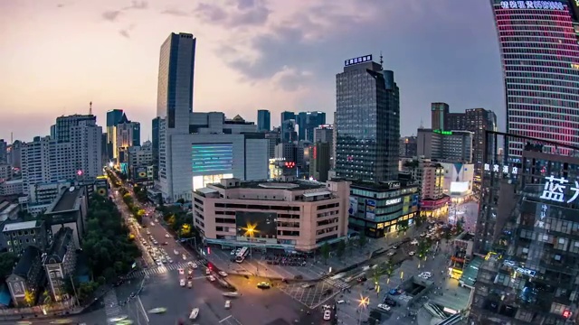 四川省成都市锦江区春熙路IFS商业区夜景延时视频素材