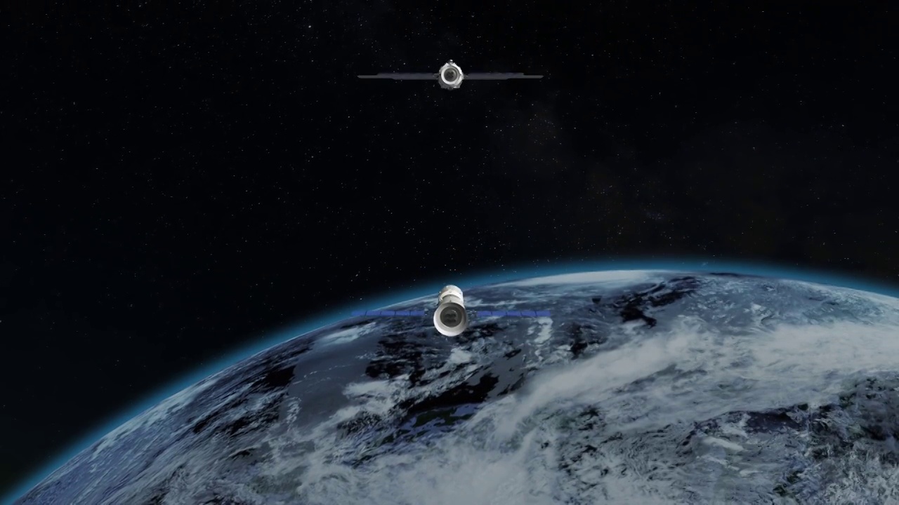 神舟十三号载人飞船对接空间站模拟动画视频素材