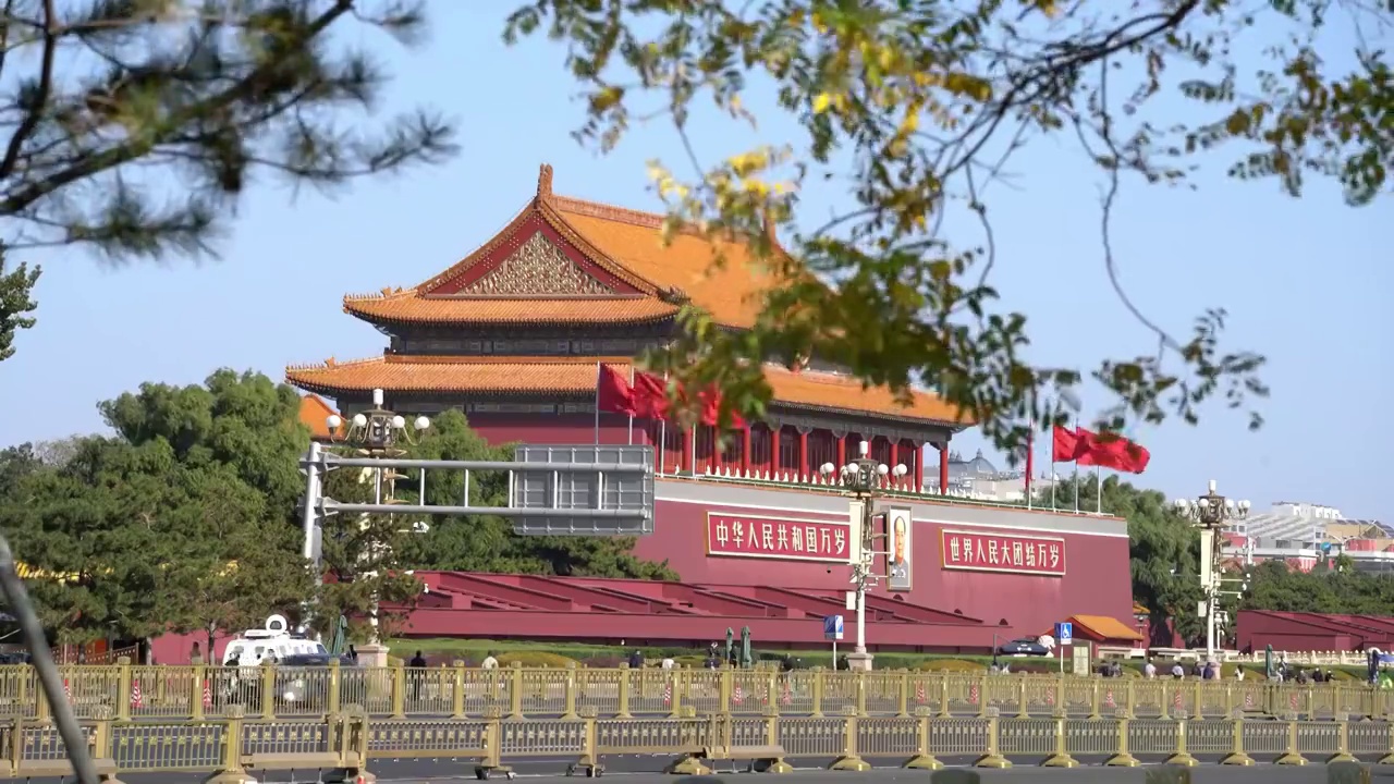 北京天安门红旗飘飘视频素材