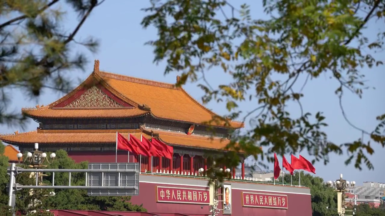 北京天安门红旗飘飘视频素材