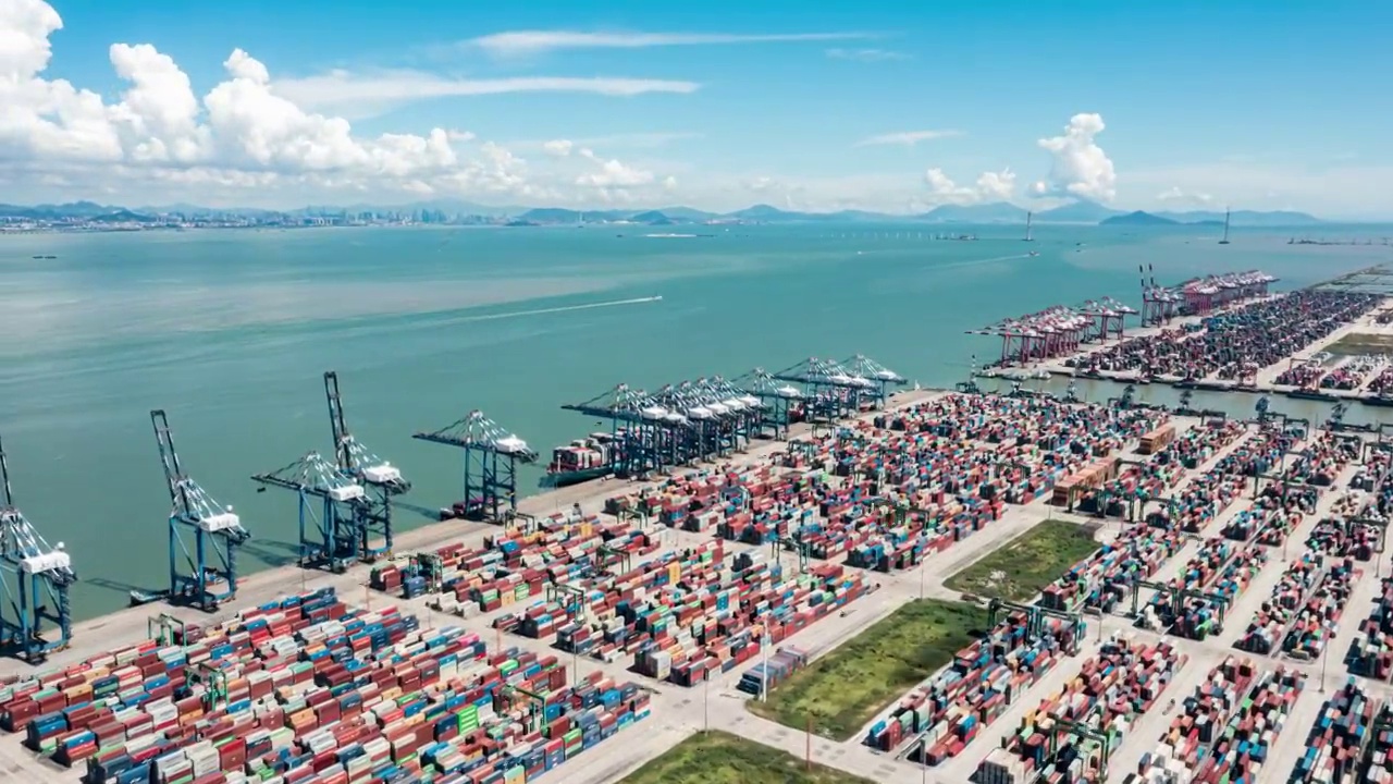 广州南沙港码头货运延时视频下载