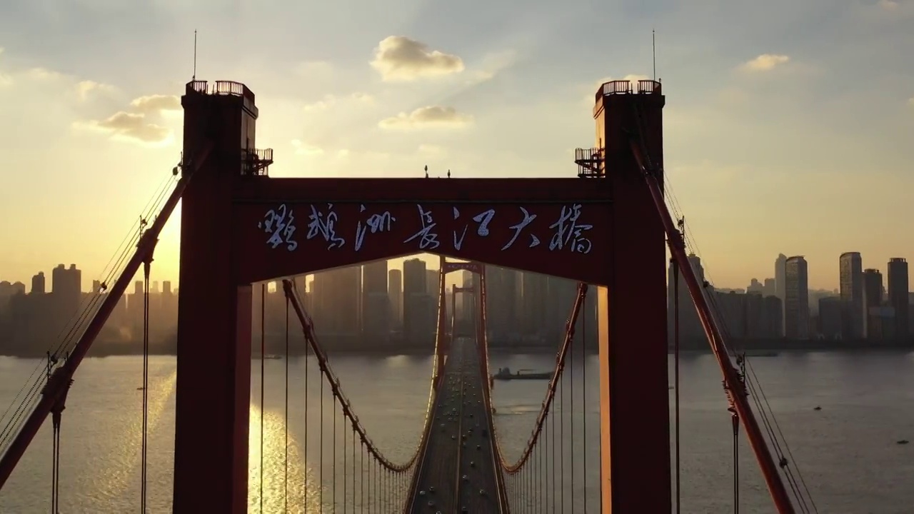 武汉鹦鹉洲长江大桥航拍视频下载