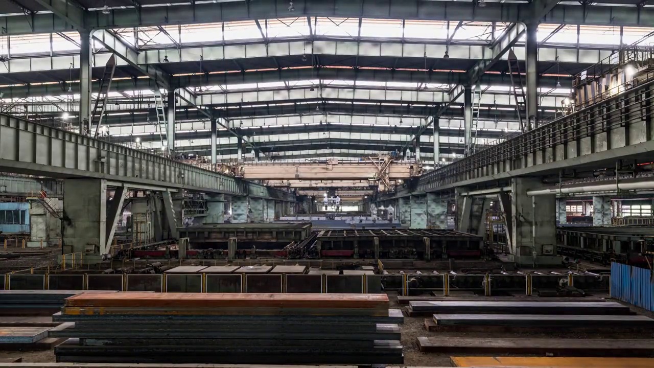 钢铁企业钢材板坯库自动化工作延时视频素材