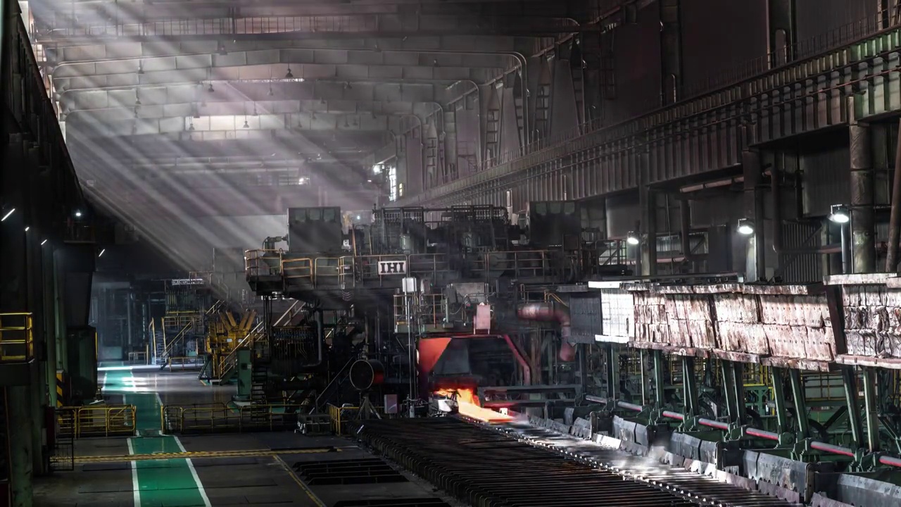 钢铁企业钢材自动化厂房工作阳光延时视频素材