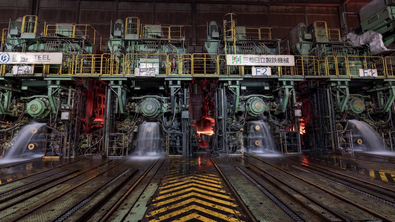 钢铁企业钢材精轧机自动化工作延时视频素材