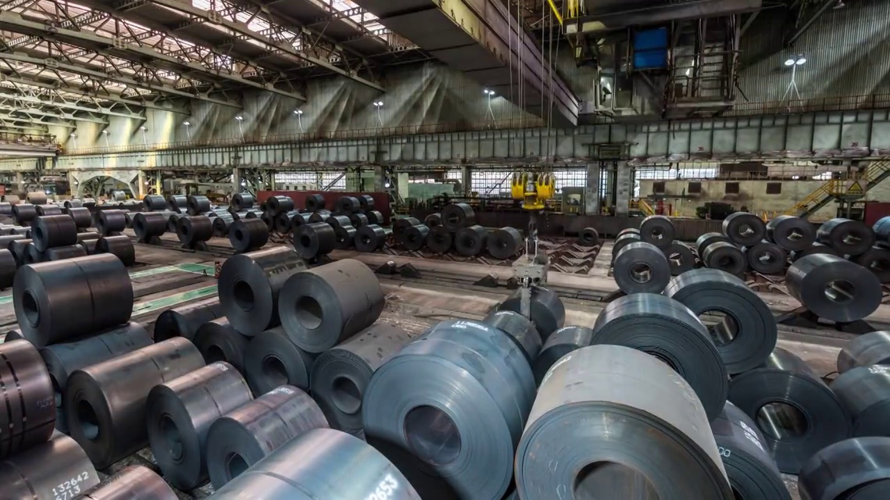钢铁企业钢材钢卷库自动化工作延时视频素材