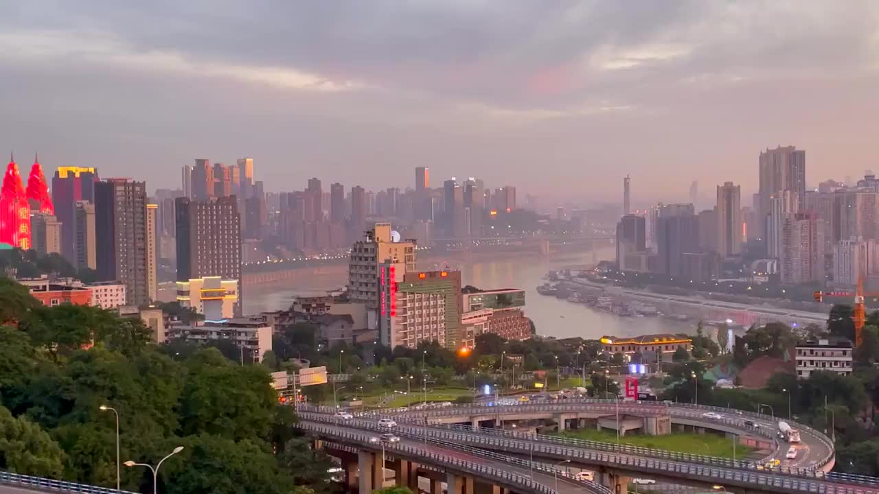 俯瞰重庆城市风光视频下载