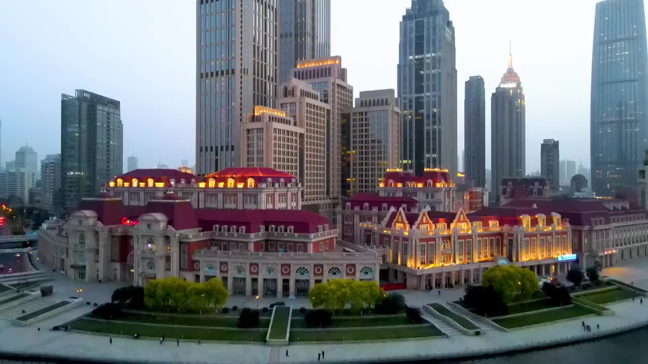 航拍中国天津津湾广场城市建筑视频素材