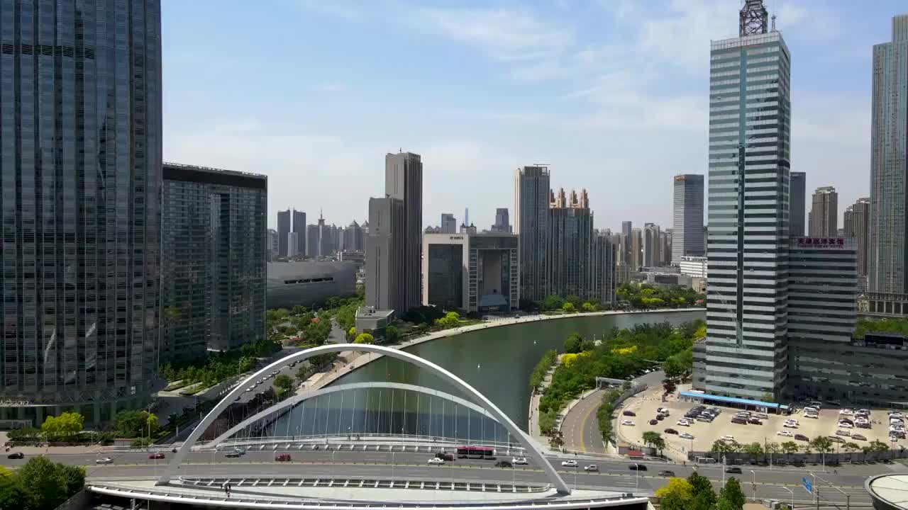 航拍中国天津津湾广场城市建筑视频素材